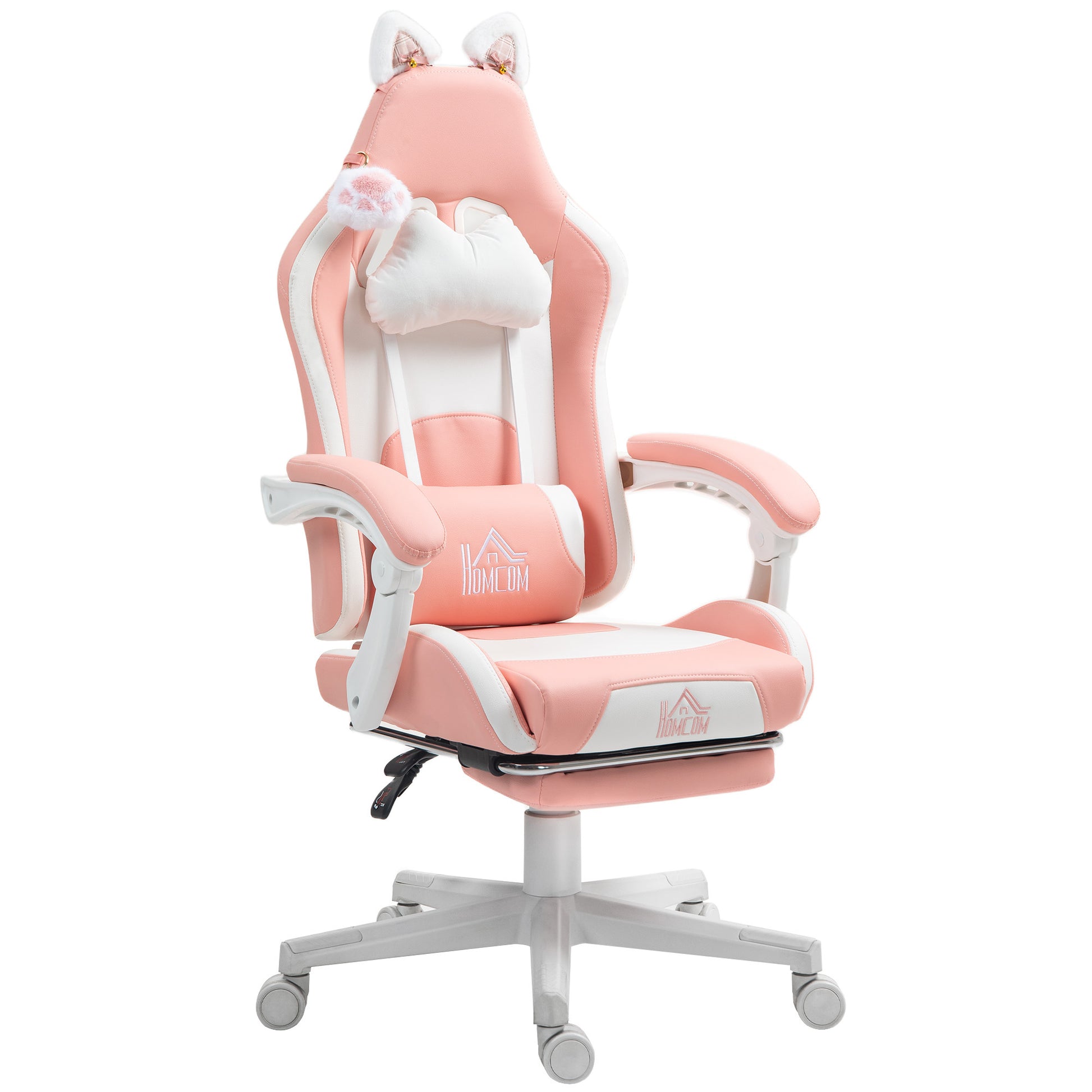 Cute racing gamer chair faux leather gaming chair with footrest headrest and lumbar support