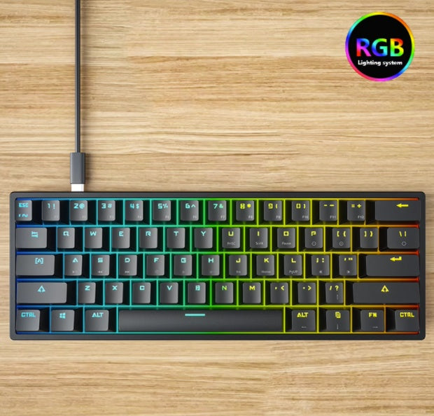 61 key pluggable mechanical keyboard rgb light effect computer keyboard