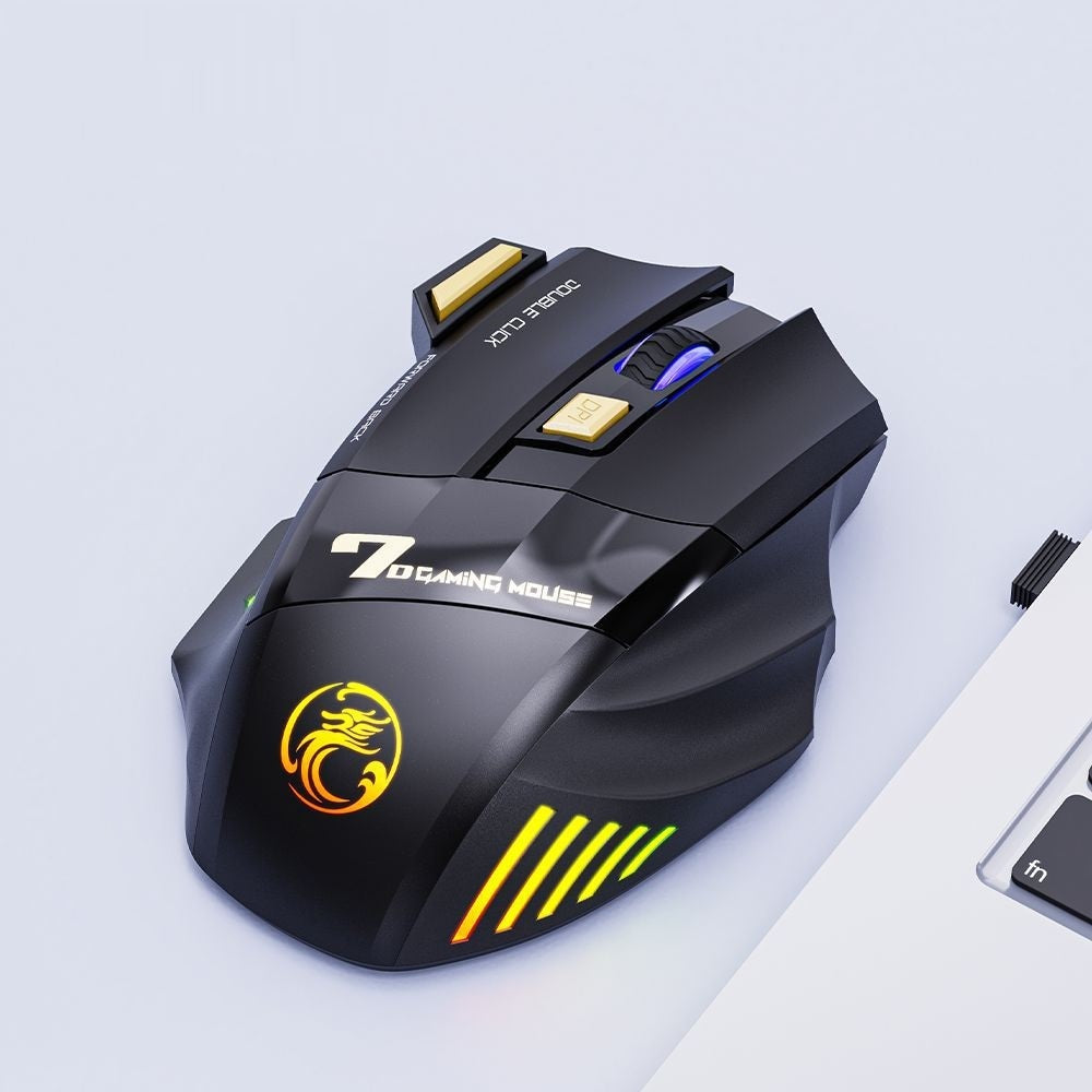 2 4g silent laddning colorful breathing light trådlös gaming mouse