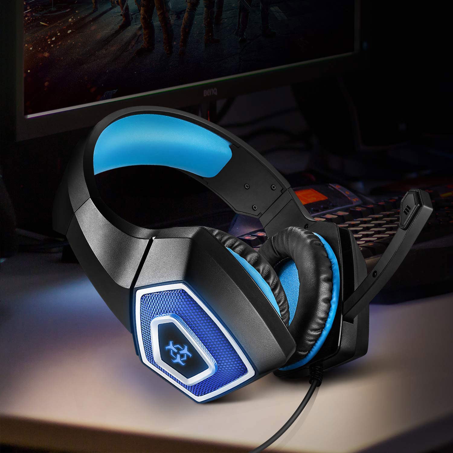 Gaming headset rgb lighted trådbunden headset