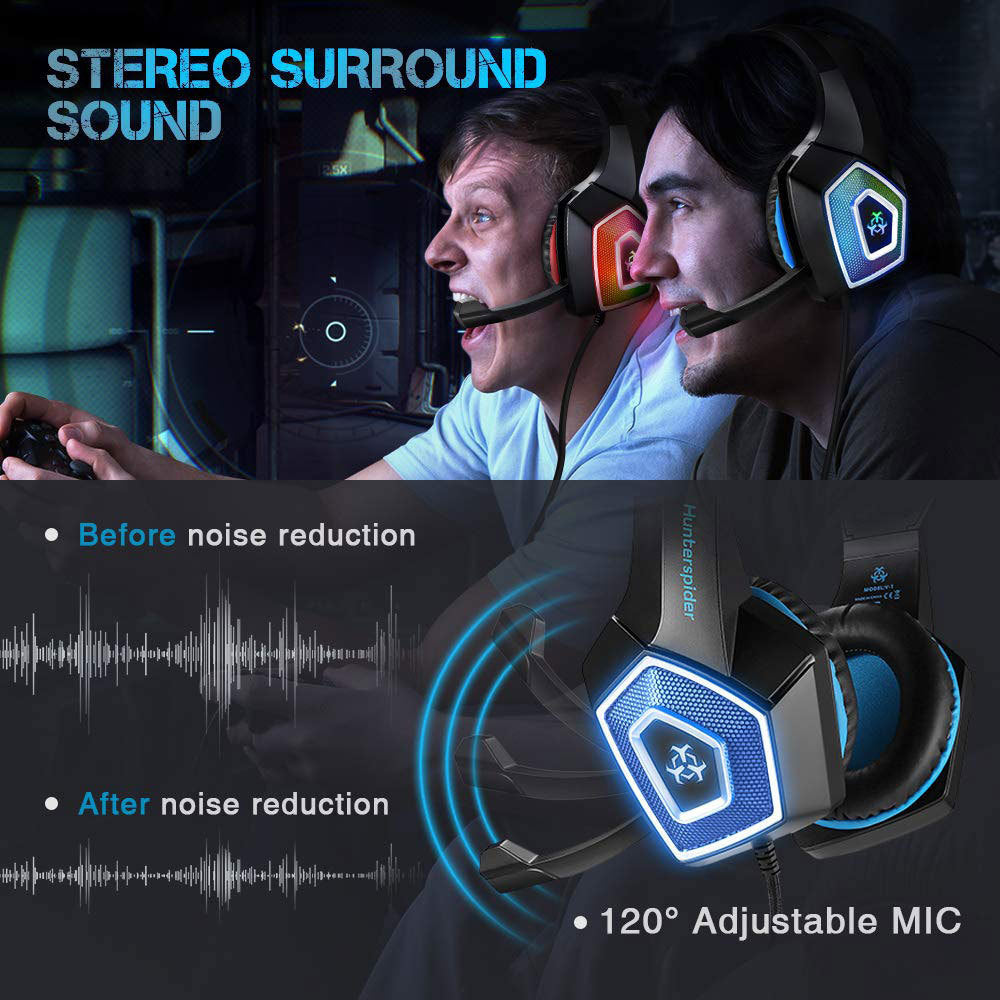Gaming headset rgb lighted trådbunden headset
