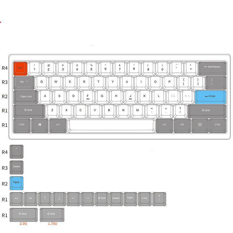 Mechanical keyboard with 60 key cap