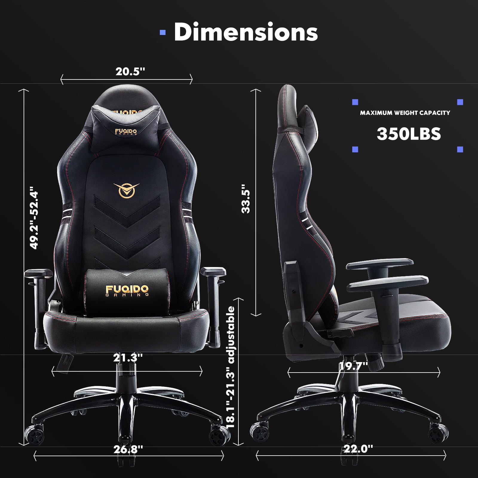 Tall gaming chair 350lbs racing computer gaming chair