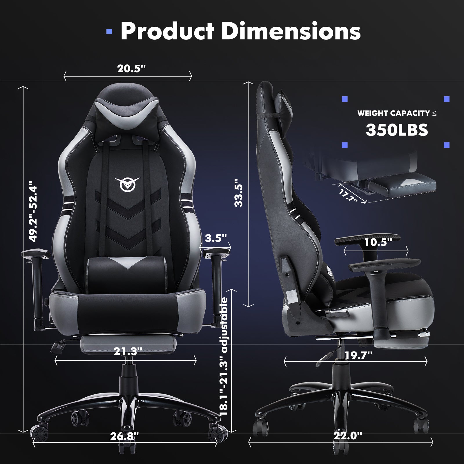 Tall gaming chair 350lbs racing computer gaming chair