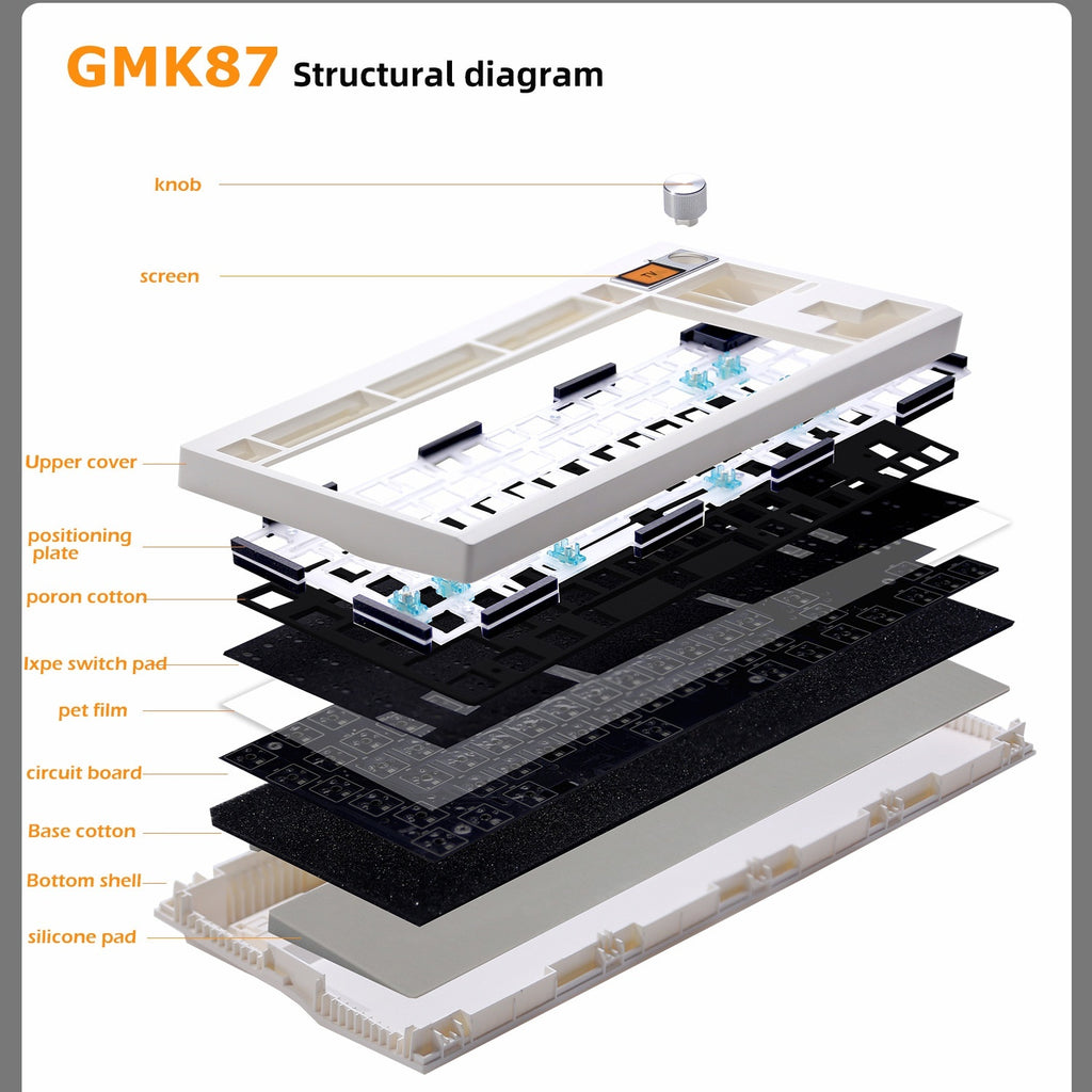 Diy mechanical keyboard kit with knob supports hot swap rgb backlight
