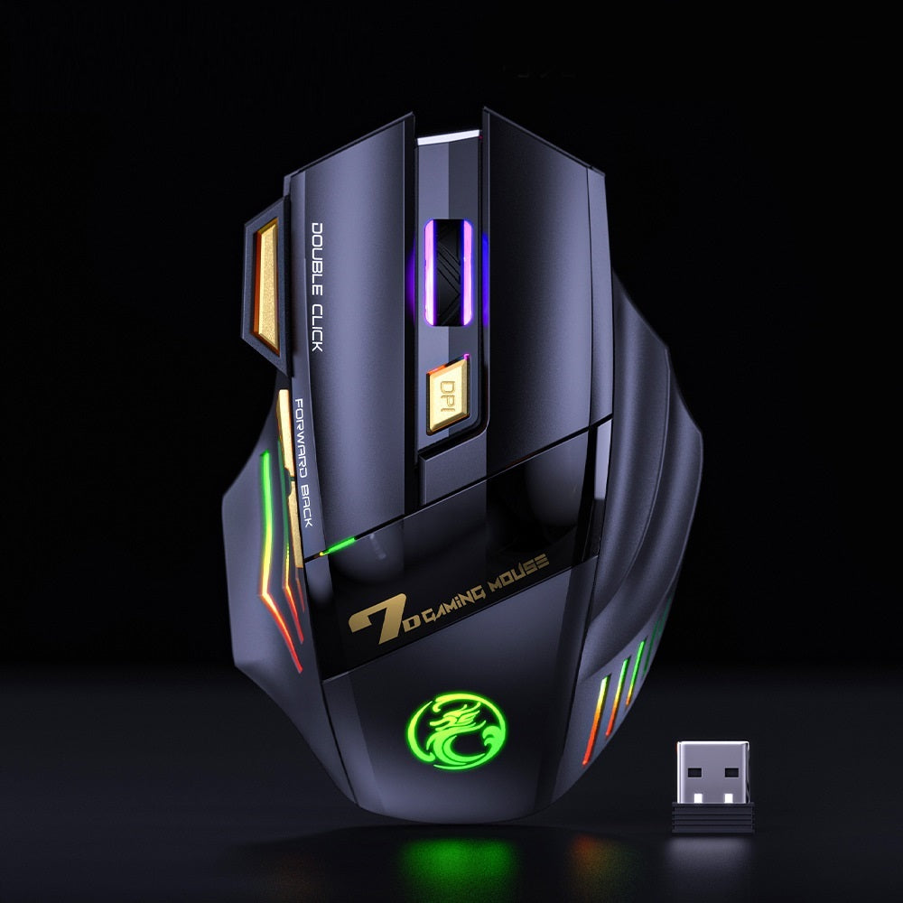 2 4g silent laddning colorful breathing light trådlös gaming mouse