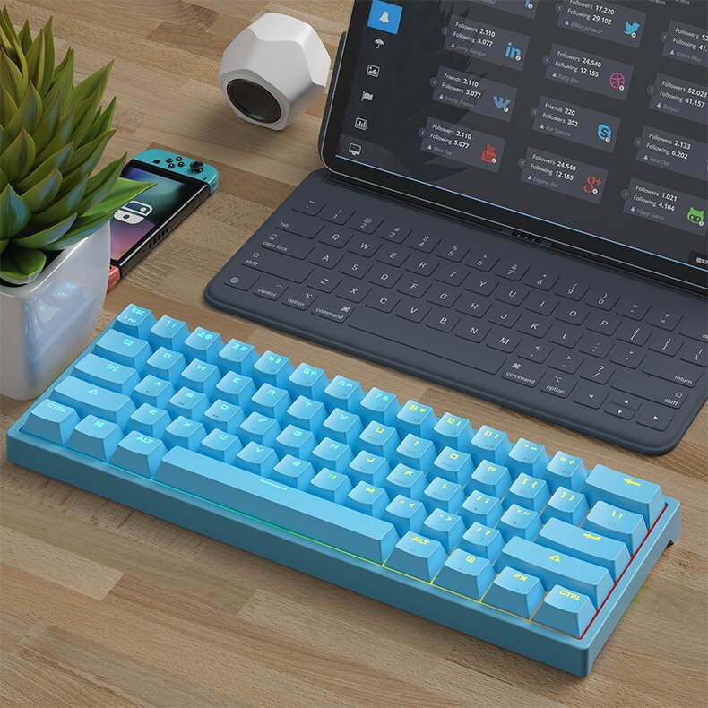 61 key pluggable mechanical keyboard rgb light effect computer keyboard
