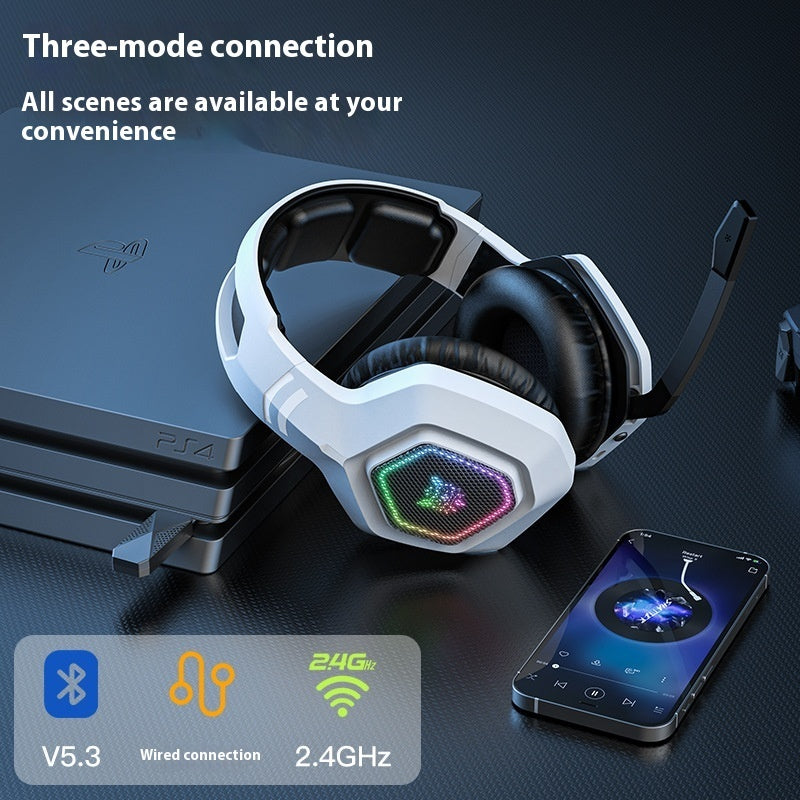 Trådlös gaming headset wearing bluetooth 24g headset rgb luminous headphones
