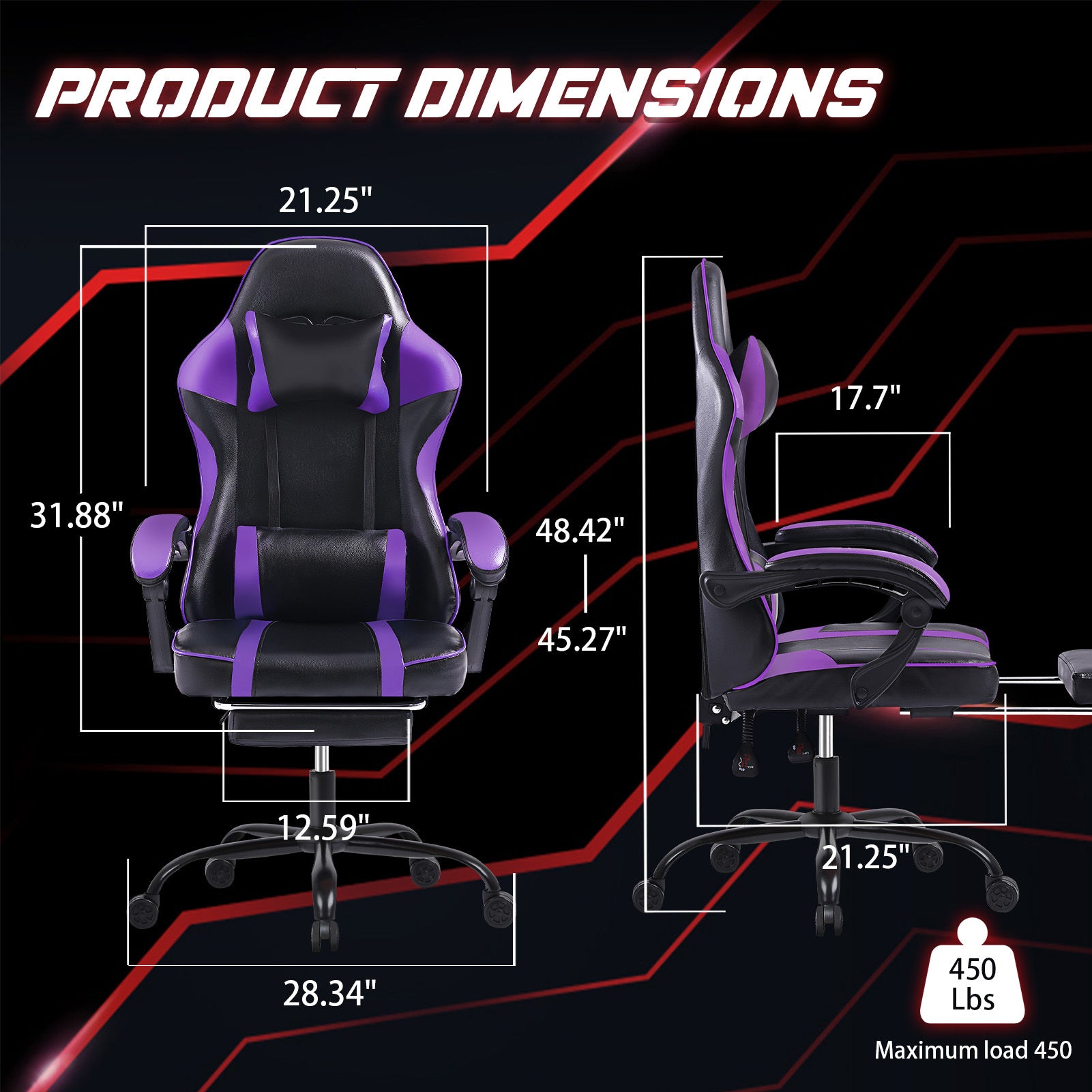 Ergonomic gaming chair för adults adjustable lumbar backrest office chair