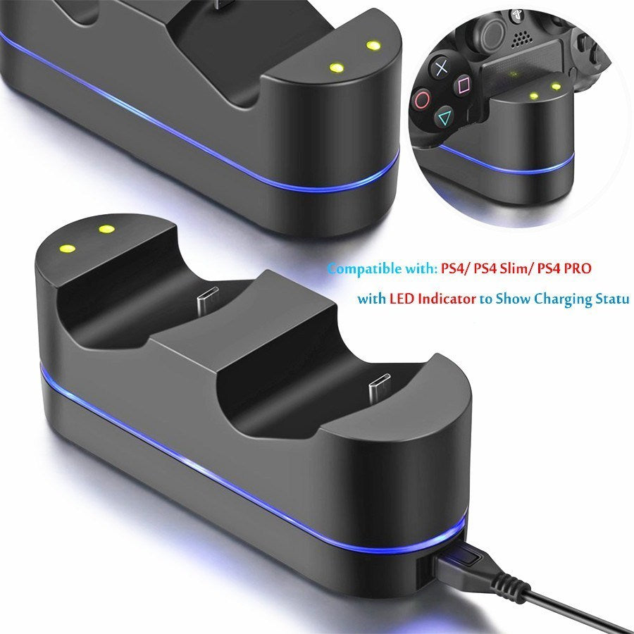 Playstation 4 charger kit dual usb laddning docka station ställ för PS4 handkontroll