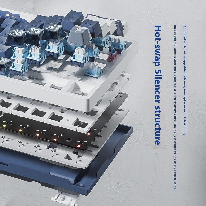 Trådlös mechanical keyboard three mode bluetooth