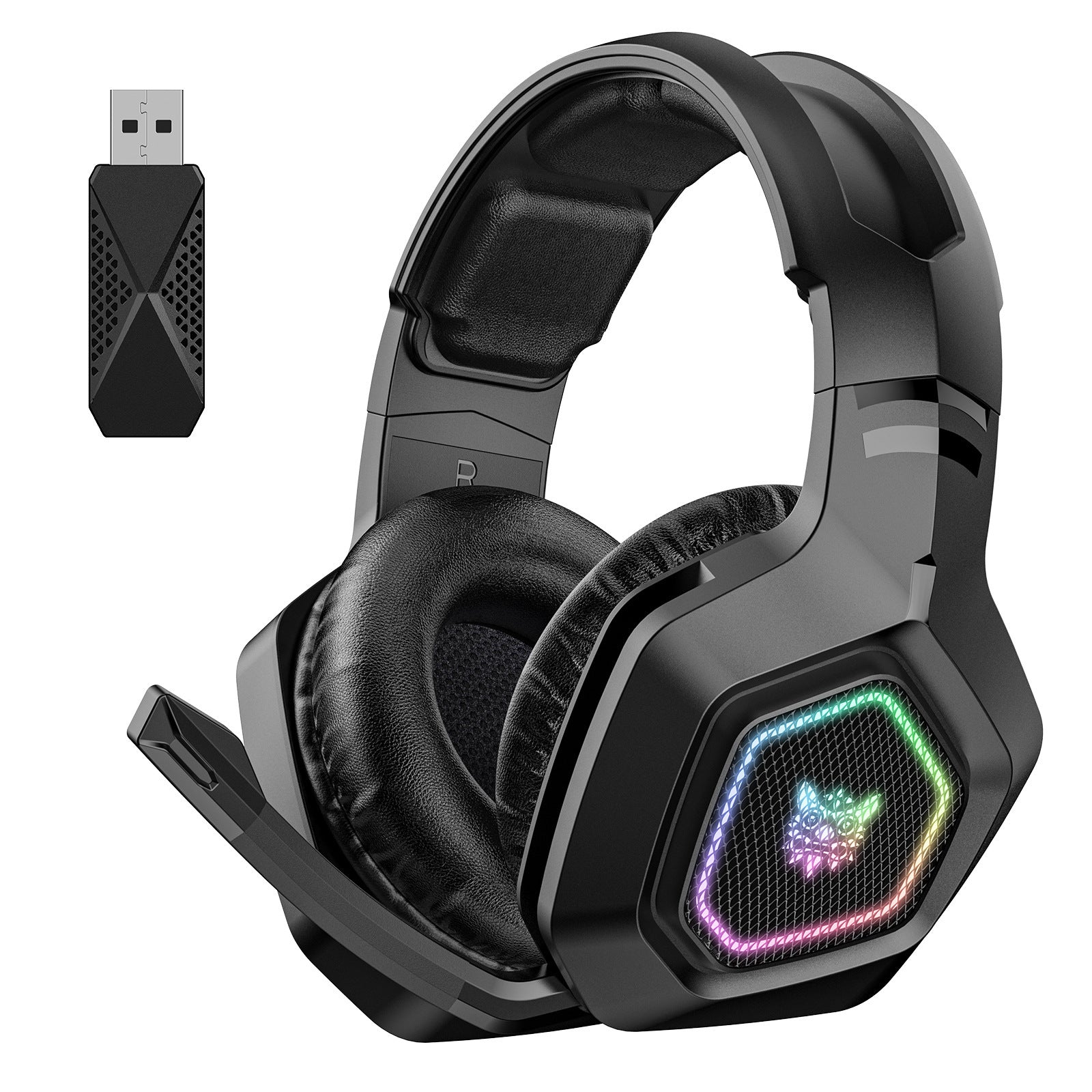 Trådlös gaming headset wearing bluetooth 24g headset rgb luminous headphones