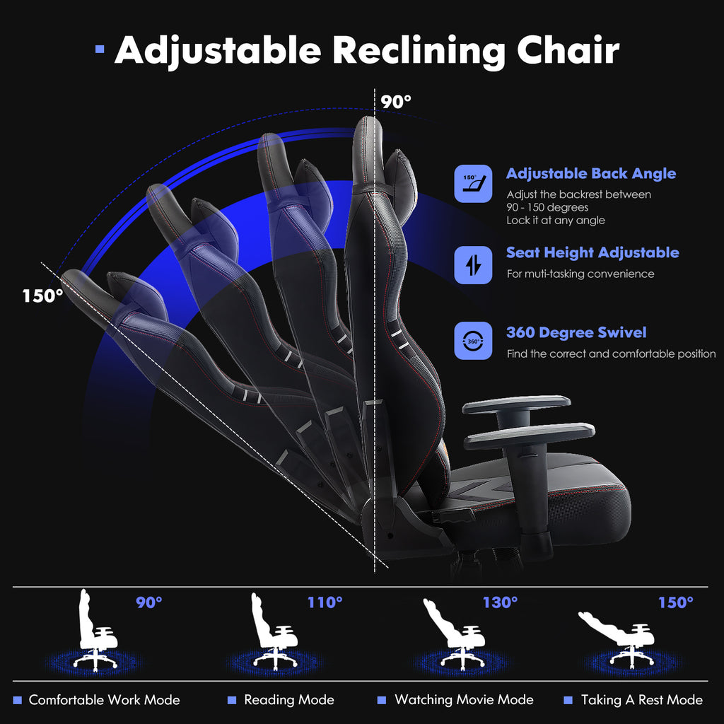Tall gaming chair 350lbs racing computer gaming chair