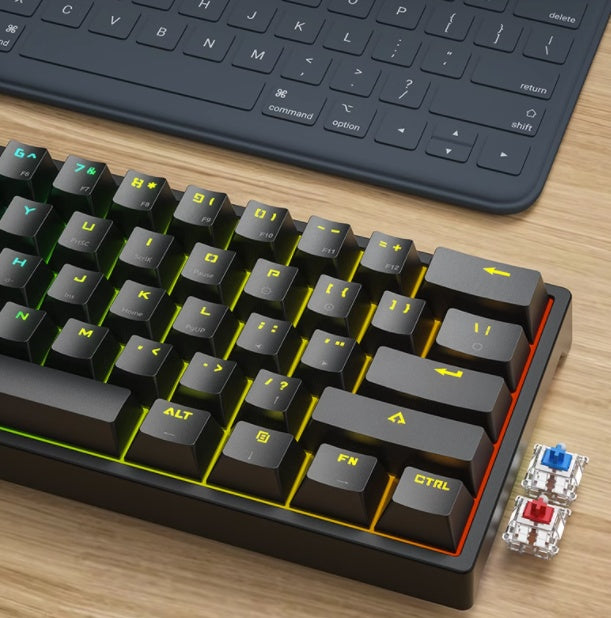 61 key pluggable mechanical keyboard rgb light effect computer keyboard