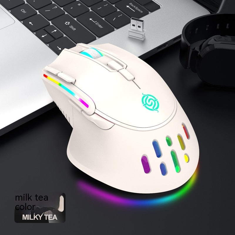 Rechargeable trådlös gaming mouse e sports rgb colorful