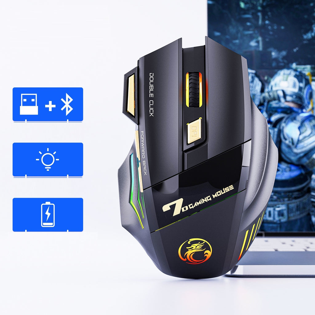 2 4g silent laddning colorful breathing light trådlös gaming mouse